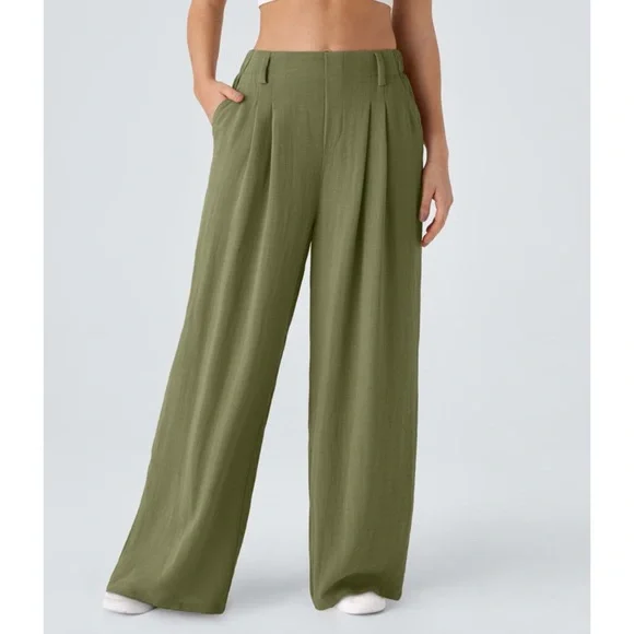 NWT Halara High Waisted Wide Leg Flowy Palazzo Casual Linen-Feel Pants - Picture 11 of 11